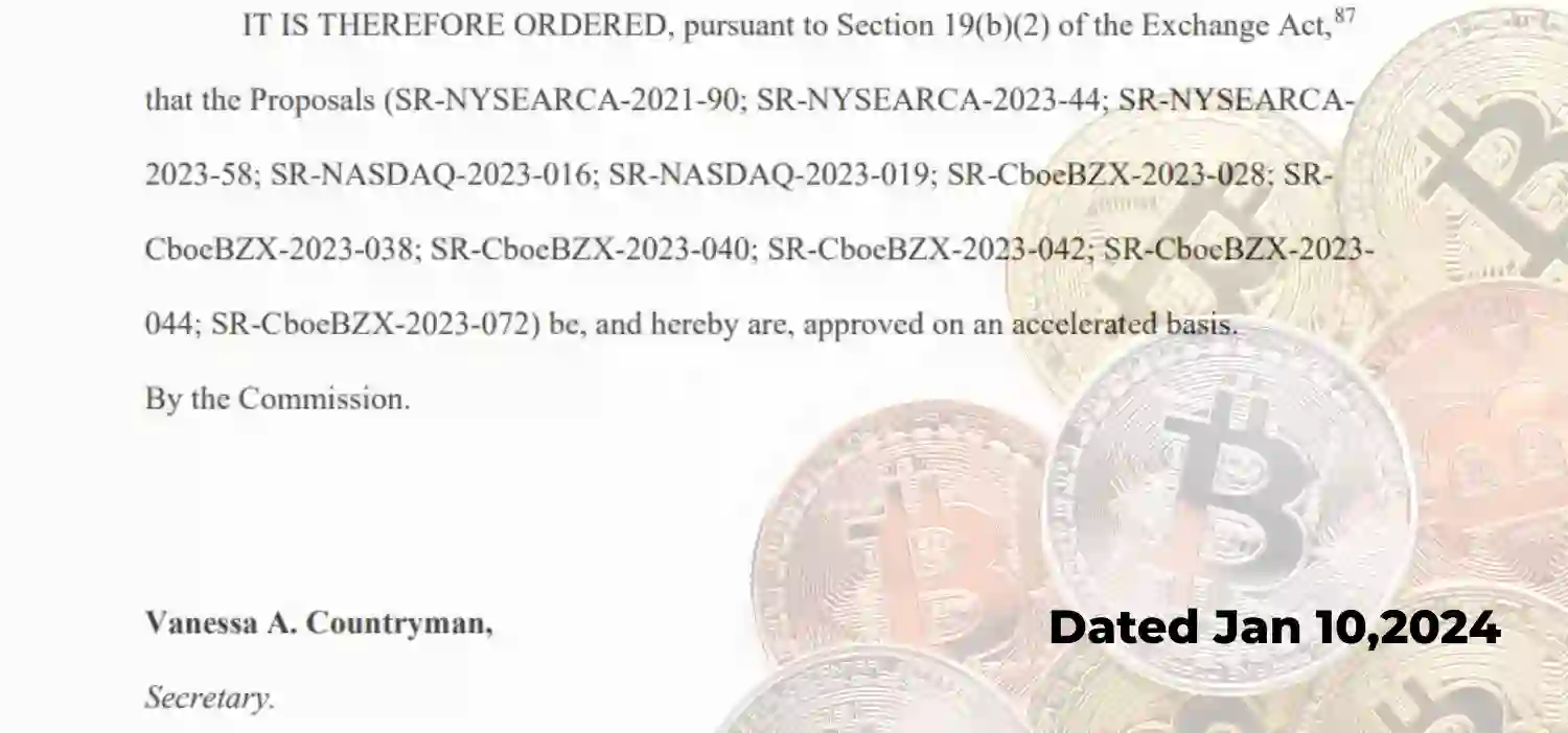 Bitcoin ETF approval order by SEC